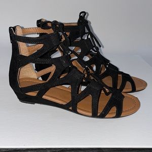 Black laced up sandals